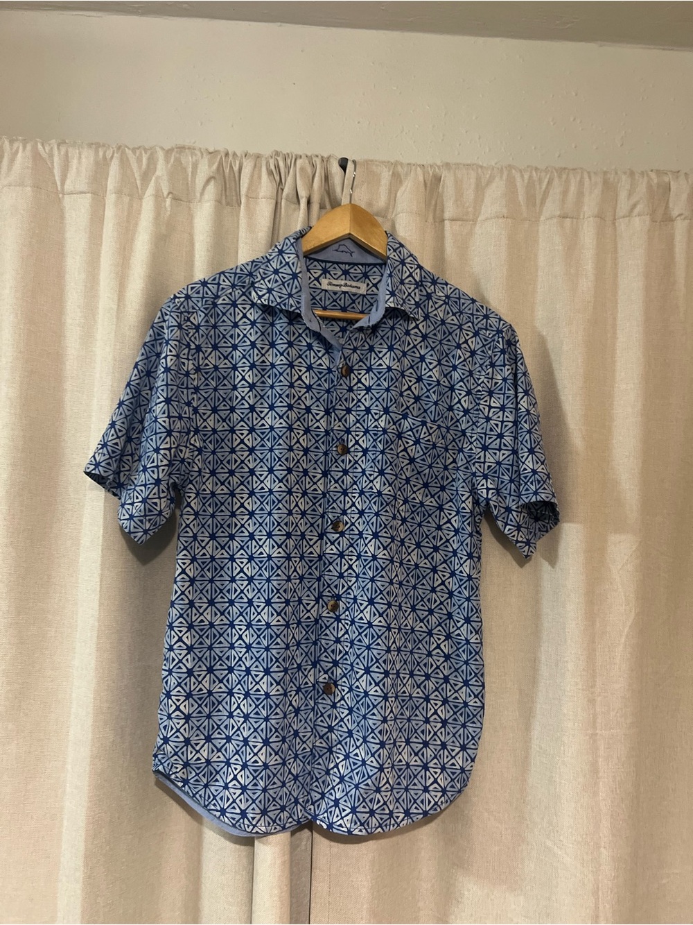 Tommy Bahama Blue Geometric Short-Sleeve Button-Down Shirt
